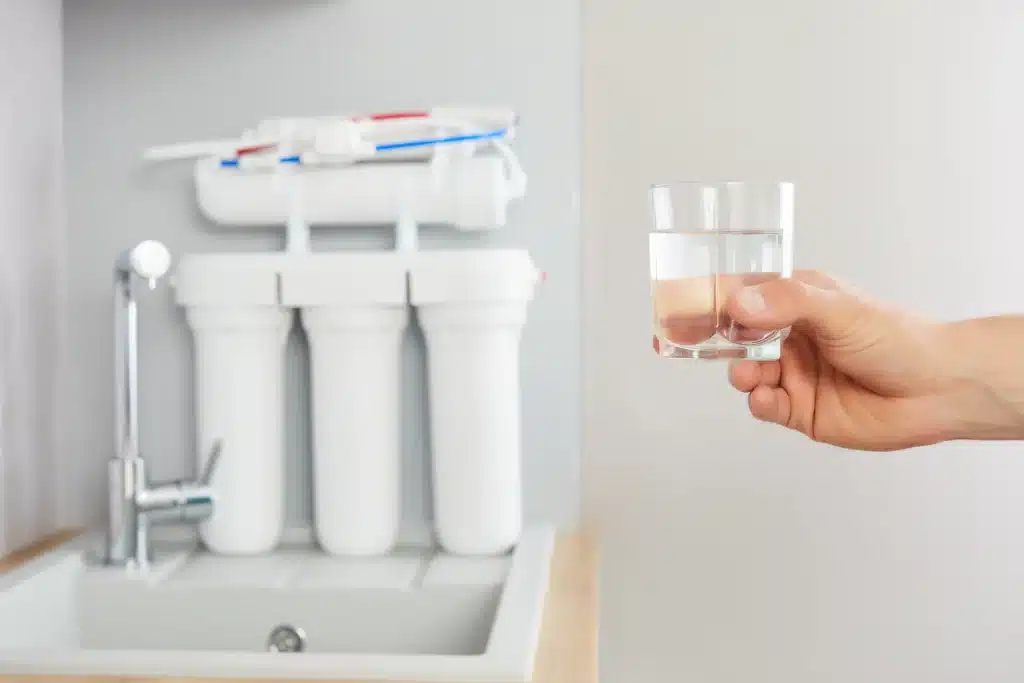 glass of clear filtered water from a reverse osmosis system